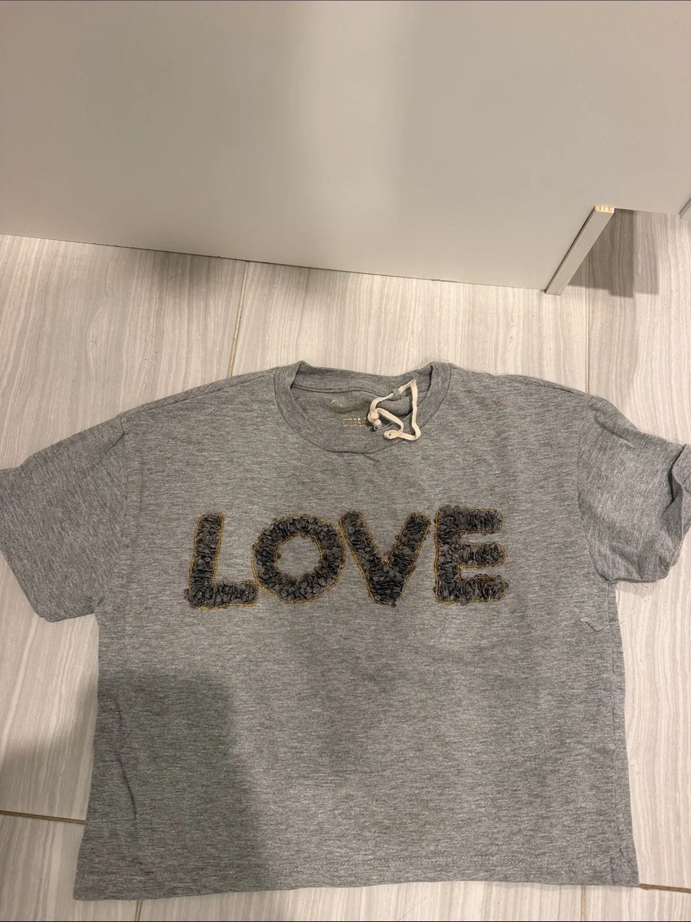 Jessica Simpson Grey Tee with Textured LOVE Detail